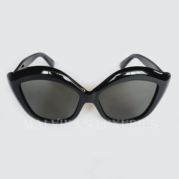 GUCCI SUNGLASSES GG0117S 001 OVERSIZED CAT EYE BLACK ACETATE LIPS - Picture 5 of 13